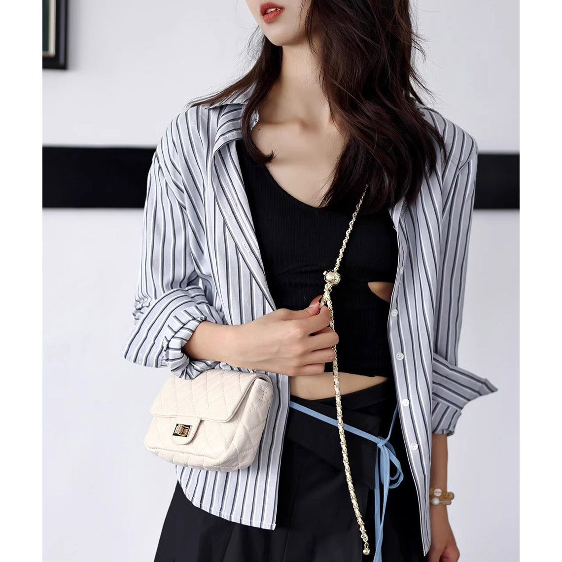 HANDSEWGIFT Top Grain Leather Small Quilted Chain Bag DIY Kit