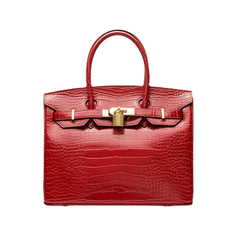 Inspired Birkin Bag Handbags for Women Crocodile Pattern Faux Leather