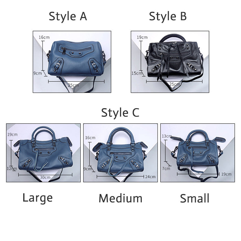 Top Grain Leather Inspired Le City Bag Ladies Zipper Handbag