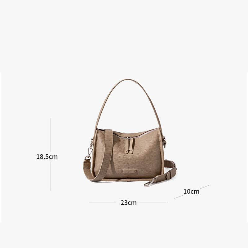 Top Grain Leather Handbag with Detachable and Adjustable Strap