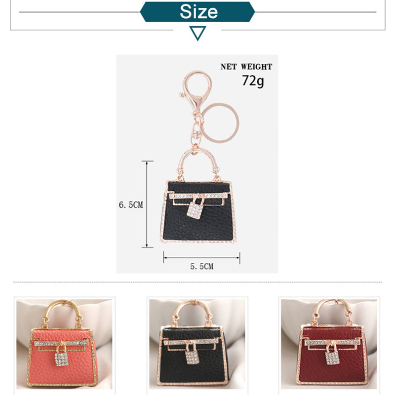 Inspired Mini Kelli Bag Charm Rhinestone Keychain