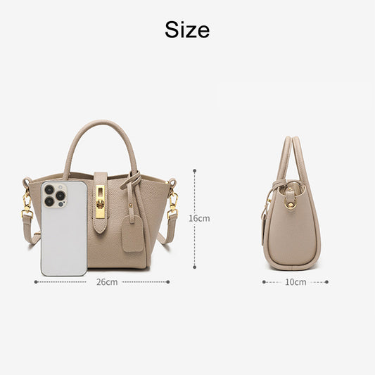 Leather Handbag with Detachable and Adjustable Strap