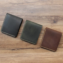画像をギャラリービューアに読み込む, Men&#39;s Slim Minimalistic Wallet in Black/Heritage Brown/Green Leather | Handmade Leather Wallet Gift for Him - POPSEWING™
