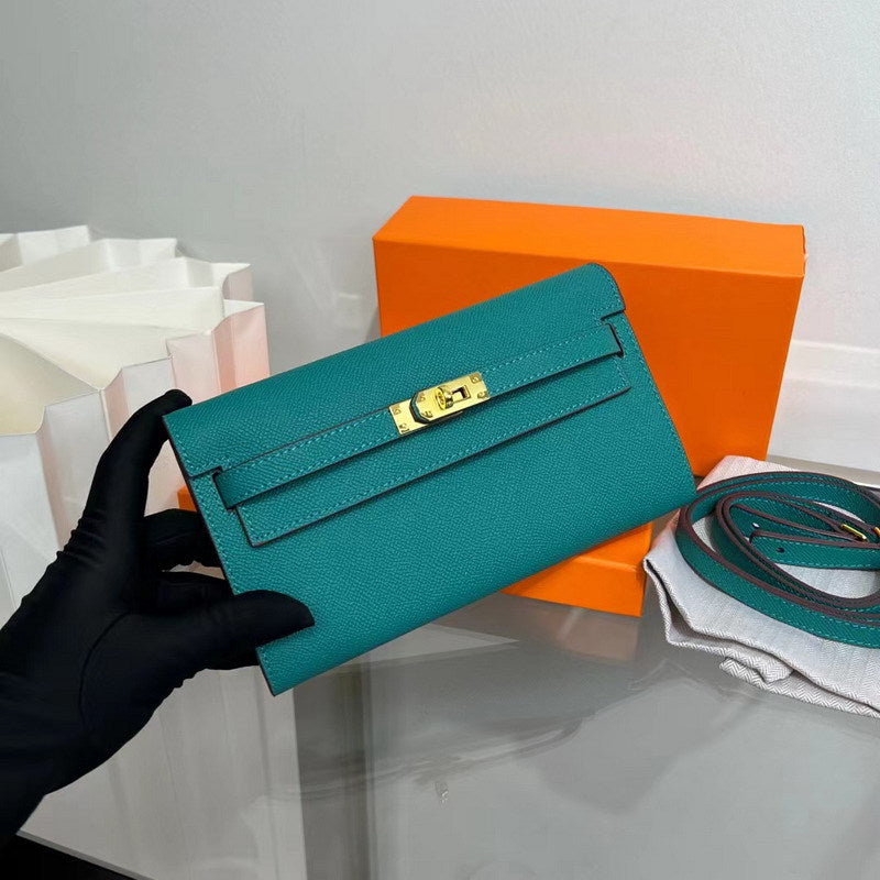 Leather Kelli to Go Long Wallet Girls Clutch Bag Luxury Shoulder Bag