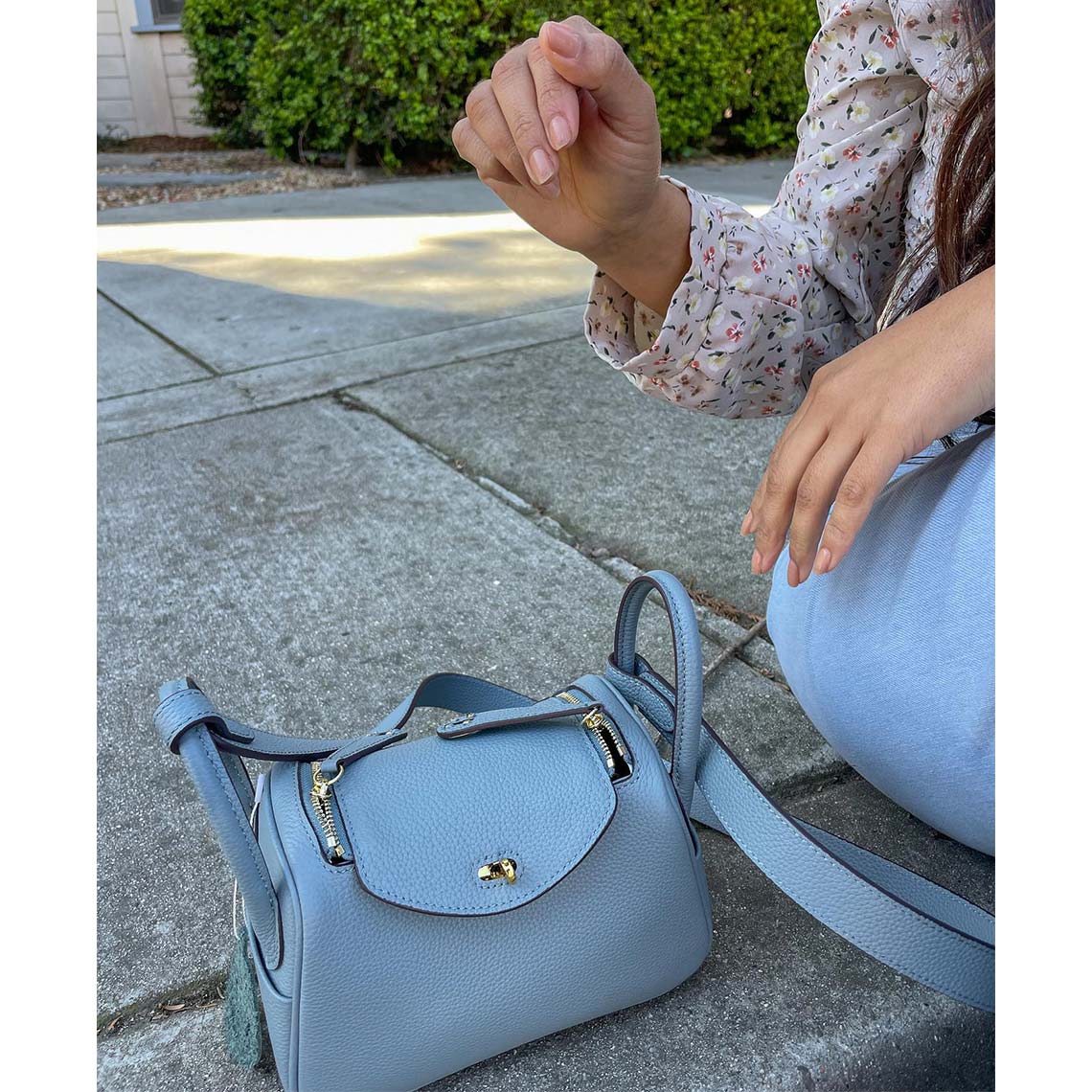 Top Grain Leather Inspired Lindi Bag Gold Hardware