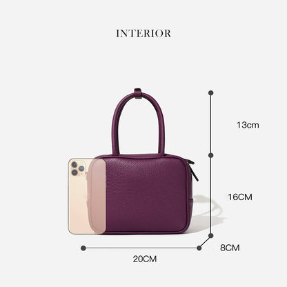 Top Grain Leather Square Bowling Handbag