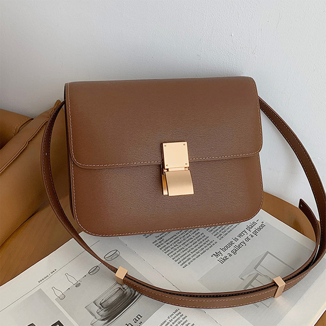 Textured Leather Inspired Tofu Box Bag