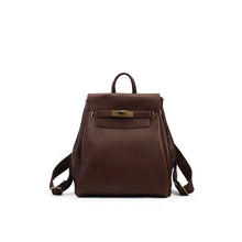 Load image into Gallery viewer, Brown Leather Backpack | Antique Leather Backpack with Gold-tone Kelly Lock - POPSEWING®
