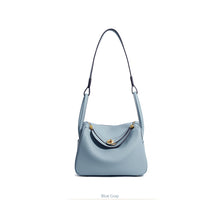 Load image into Gallery viewer, Blue Leather Handbag | Inspired Leather Lindy Handbag in Blue - POPSEWING™
