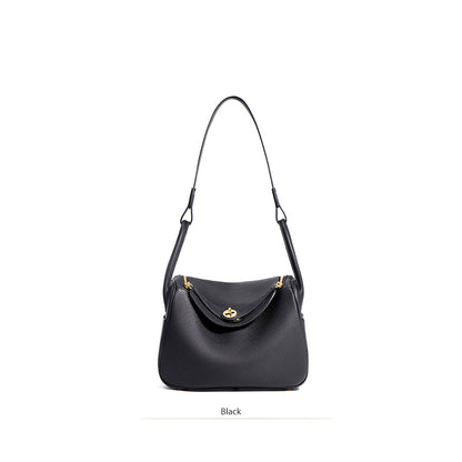 Black Leather Handbag | Inspired Leather Lindy Handbag in Black - POPSEWING™