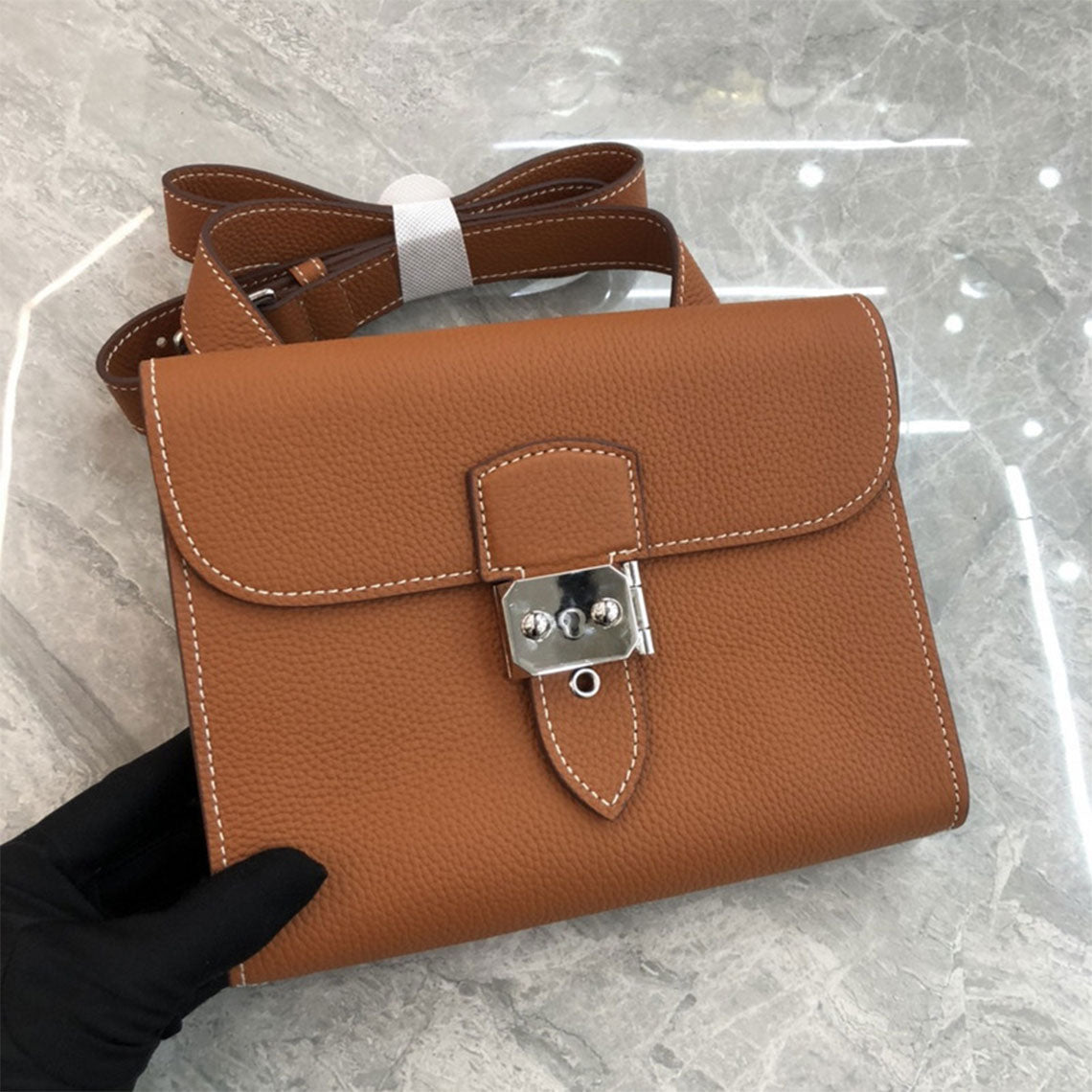 Top Grain Leather Mini Flap Bag