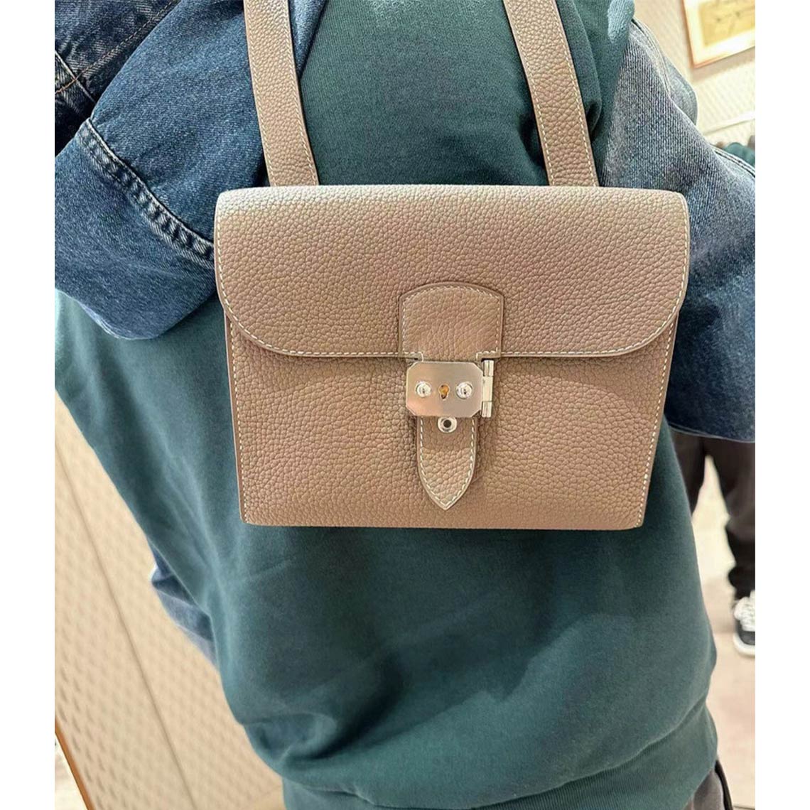 Top Grain Leather Mini Flap Bag