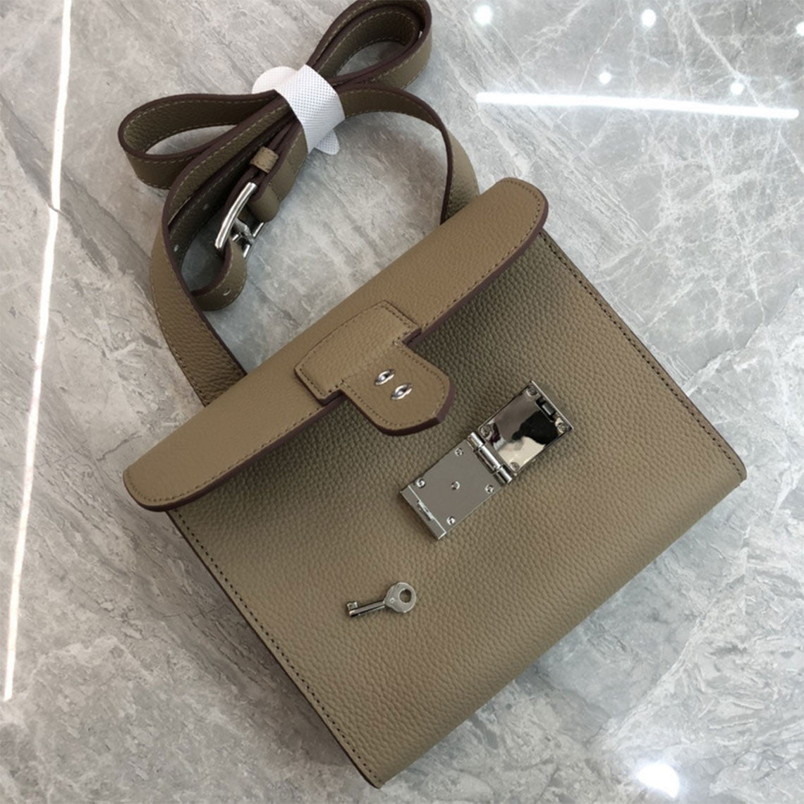 Top Grain Leather Mini Flap Bag