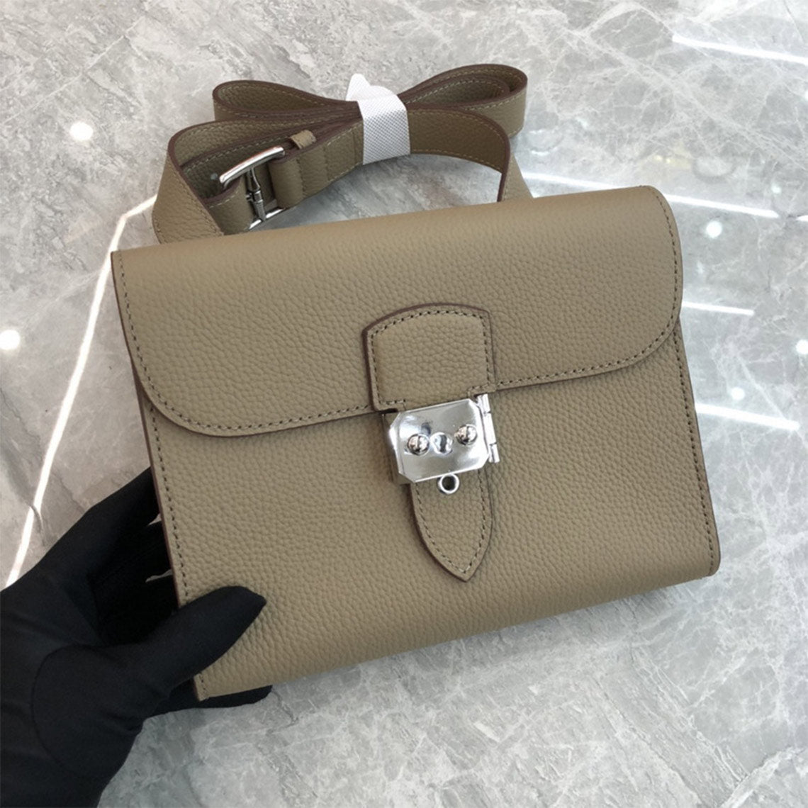 Top Grain Leather Mini Flap Bag