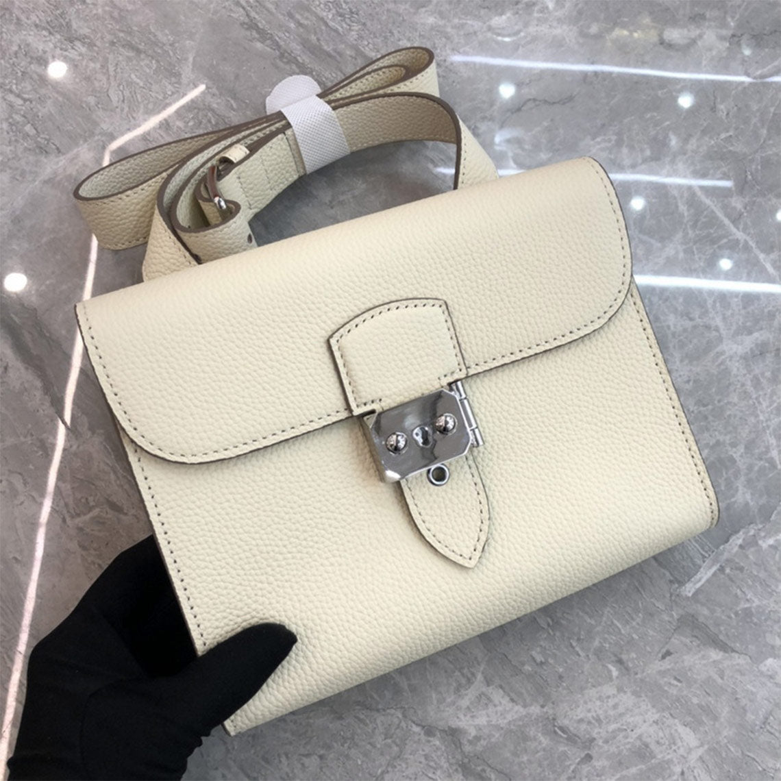 Top Grain Leather Mini Flap Bag