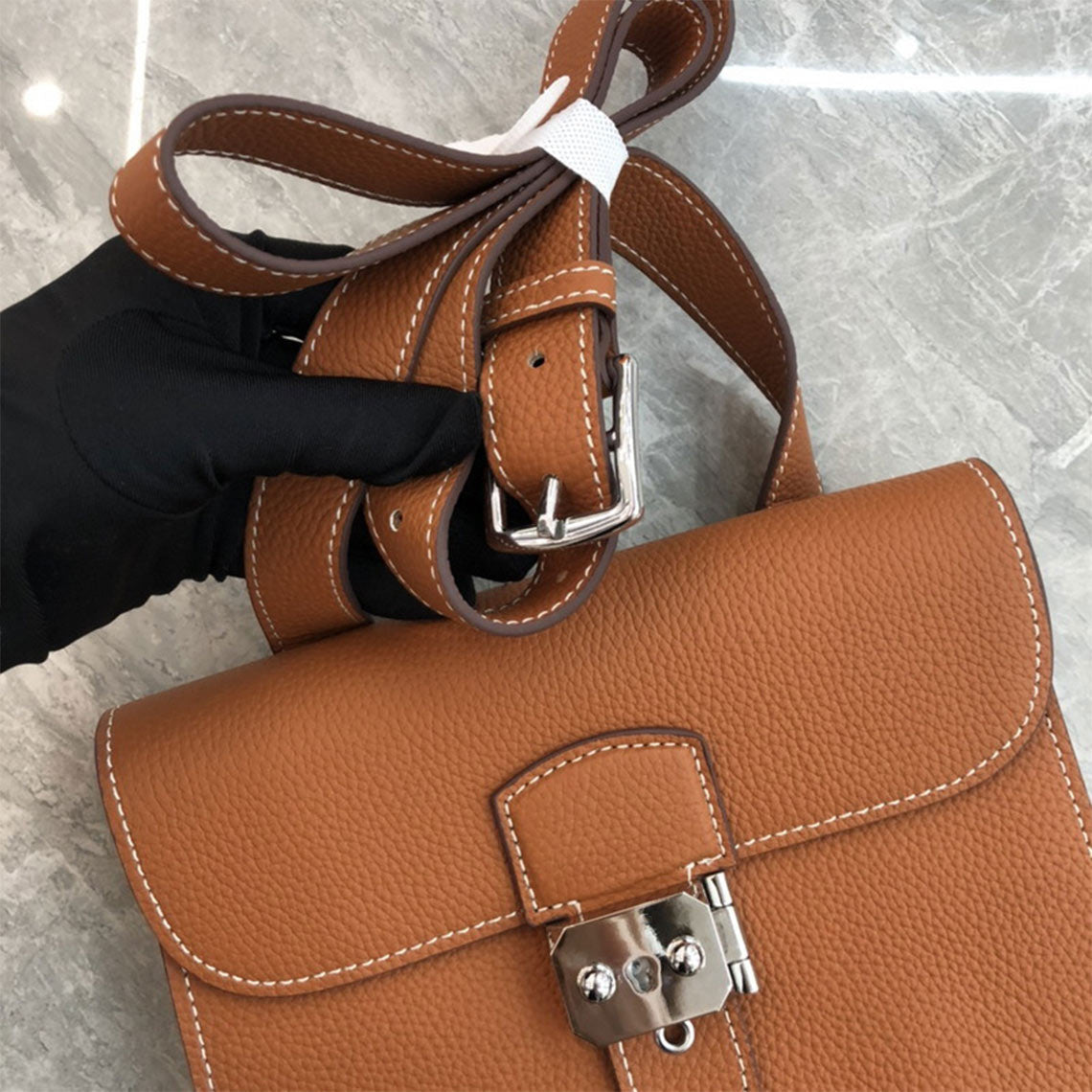 Top Grain Leather Mini Flap Bag