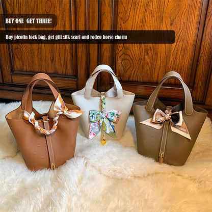Replica Picotin Lock Bag for Women | Real Leather Tote Bag with Silk Scarf - POPSEWING™