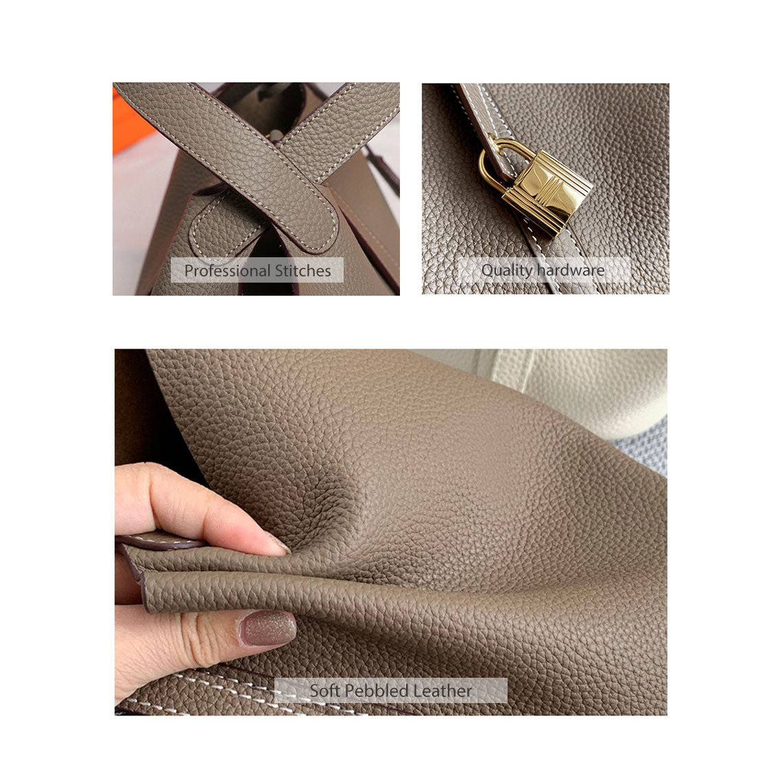 Leather Inspired Picotin Handbag | Designer Real Leather Handbags
