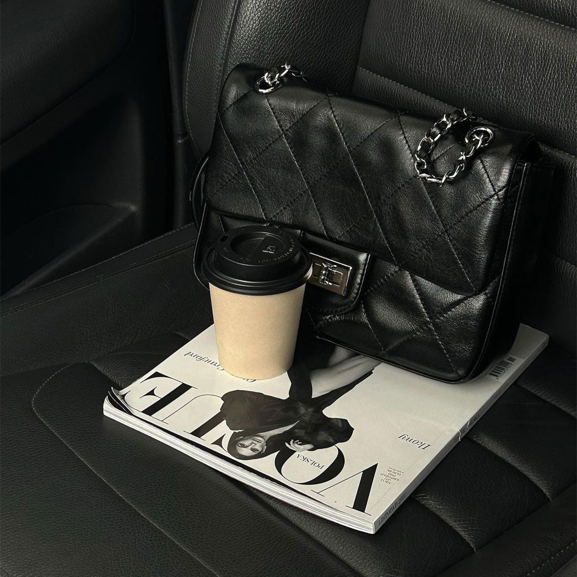 Top Grain Leather Quilted Chain Bag