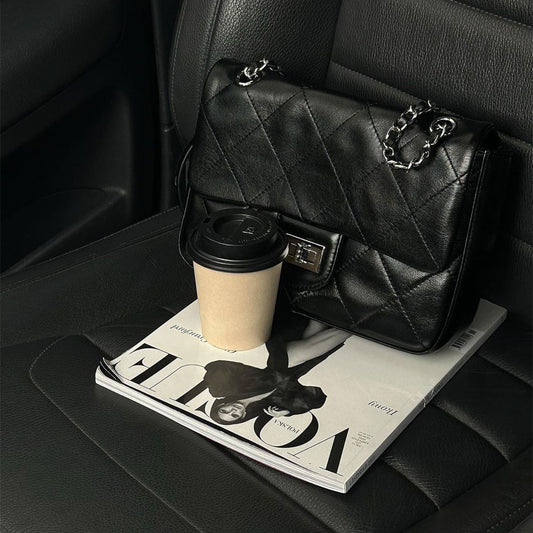 Top Grain Leather Quilted Chain Bag