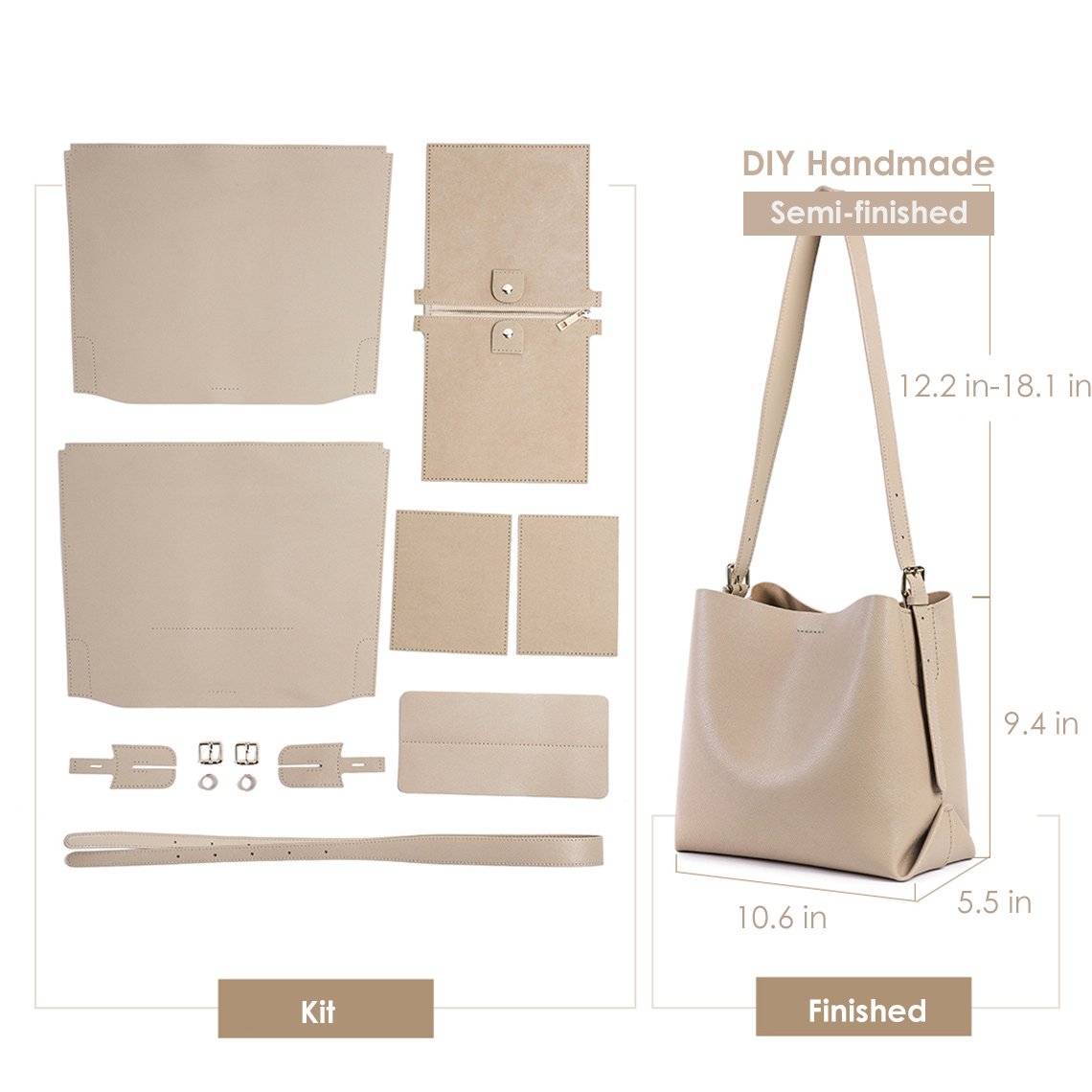 HANDSEWGIFT Leather Fashion Bucket Bag DIY Kit