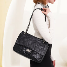 Load image into Gallery viewer, Quilted Leather Bag with Chain Strap | Flap Shoulder Bag for Women - POPSEWING™
