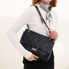 Load image into Gallery viewer, Black Leather Flap Shoulder Bag for Women - POPSEWING™
