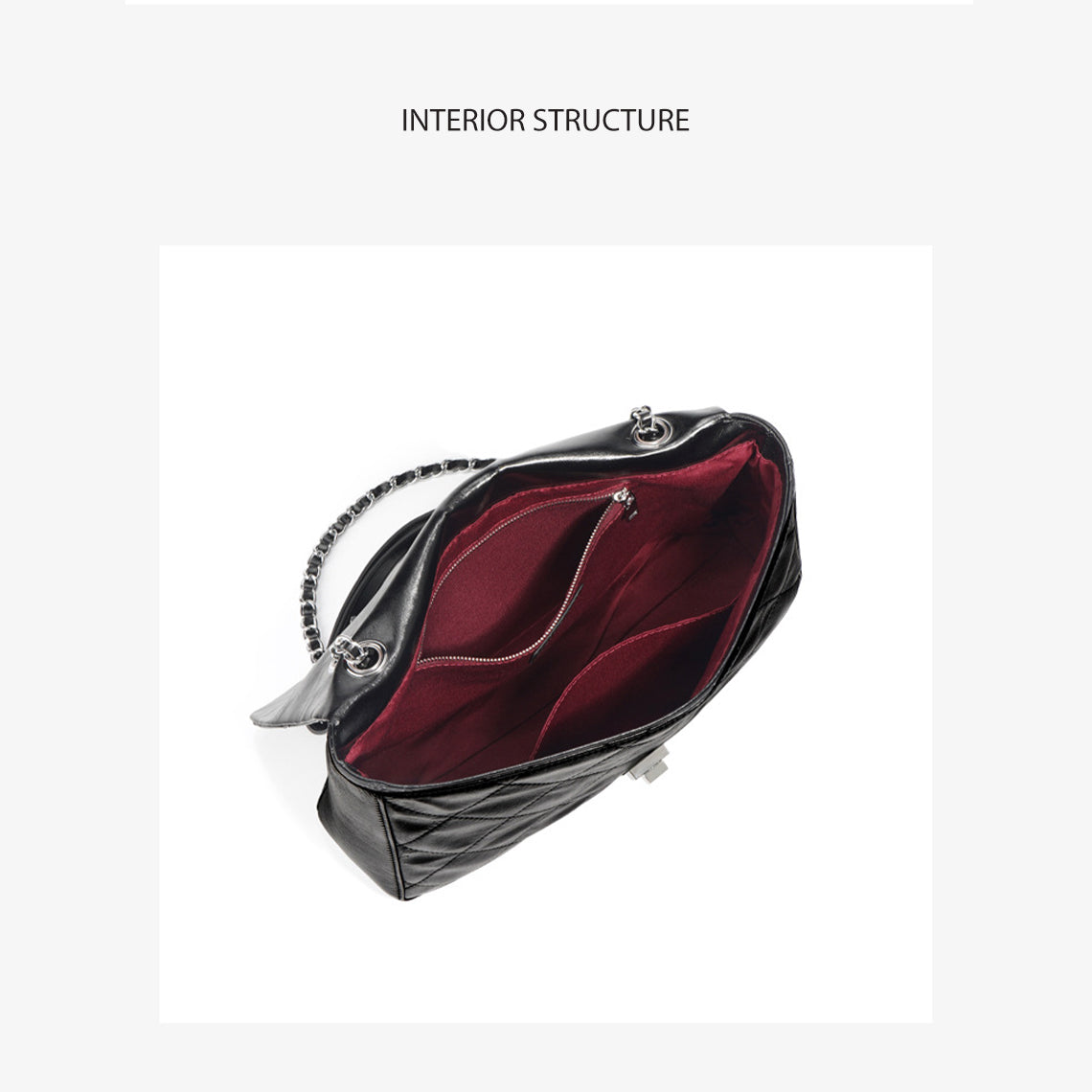 Black Chain Crossbody Bag | Quilted Leather Flap Shoulder Bag Interior - POPSEWING™