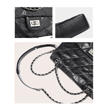 Load image into Gallery viewer, Quilted Chain Strap Shoulder Bag | Black Bag with Silver Chain - POPSEWING™
