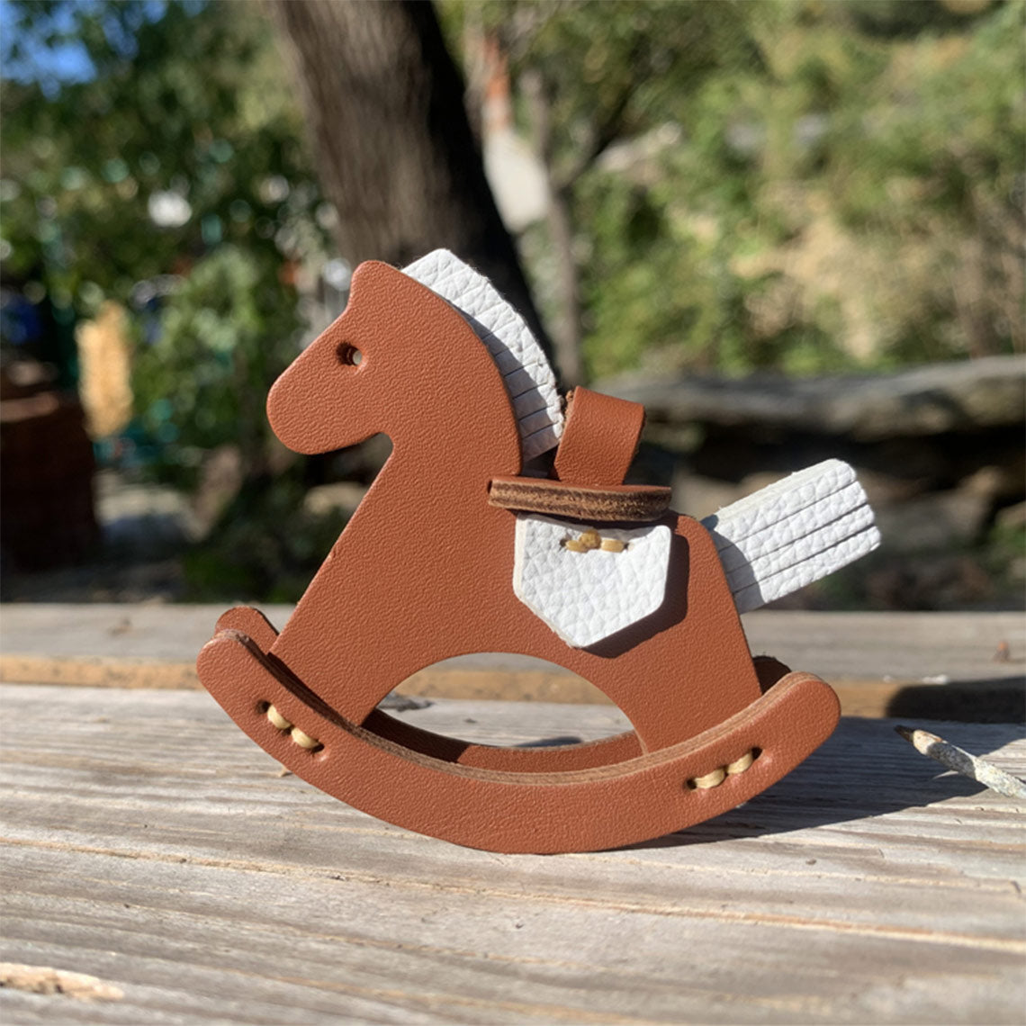 Full Grain Leather Rocking Horse Bag Charm | Handmade