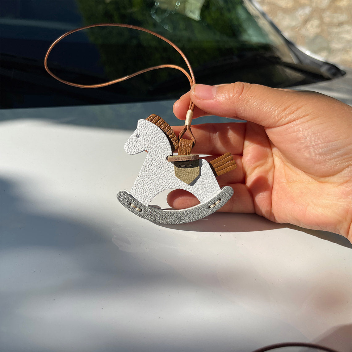 Full Grain Leather Rocking Horse Bag Charm | Handmade