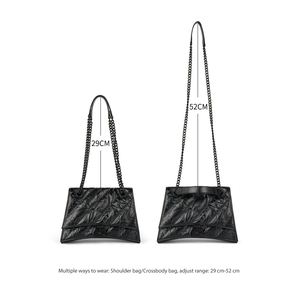 Inspired Hourglass Bag | Black Leather Chain Shoulder Bag Crossbody Bag - POPSEWING™