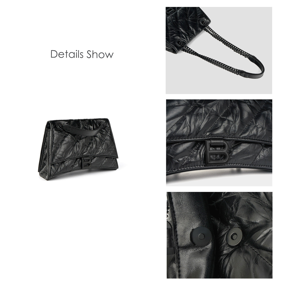 Top Grain Leather Inspired Hour glass Shoulder Bag