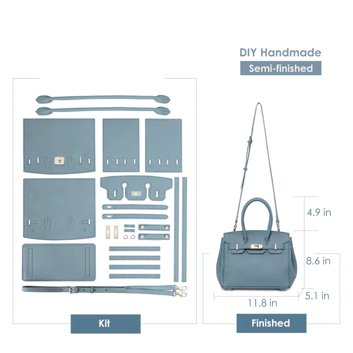 HANDSEWGIFT Top Grain Leather New Platinum Bag DIY Kit