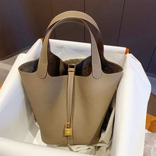 Load image into Gallery viewer, Gold Brown Leather Tote Handbag | Replica Inspired Tote Bag - POPSEWING™
