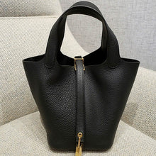 Load image into Gallery viewer, Taupe Leather Tote Handbag | Replica Picotin Lock Bag Black - POPSEWING™
