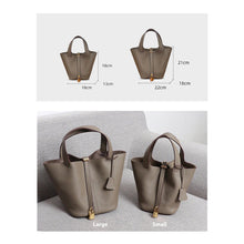 Load image into Gallery viewer, Taupe Leather Tote Bag | Replica Picotin Lock Bag Size - POPSEWING™
