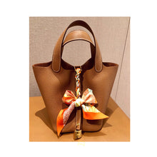 画像をギャラリービューアに読み込む, Gold Brown Leather Tote Handbag | Replica Inspired Picotin Lock Bag - POPSEWING™
