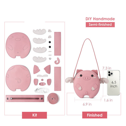 HANDSEWGIFT Leather Crossing Flying Pig Bag DIY Kit