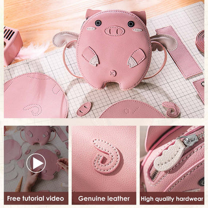 HANDSEWGIFT Leather Crossing Flying Pig Bag DIY Kit