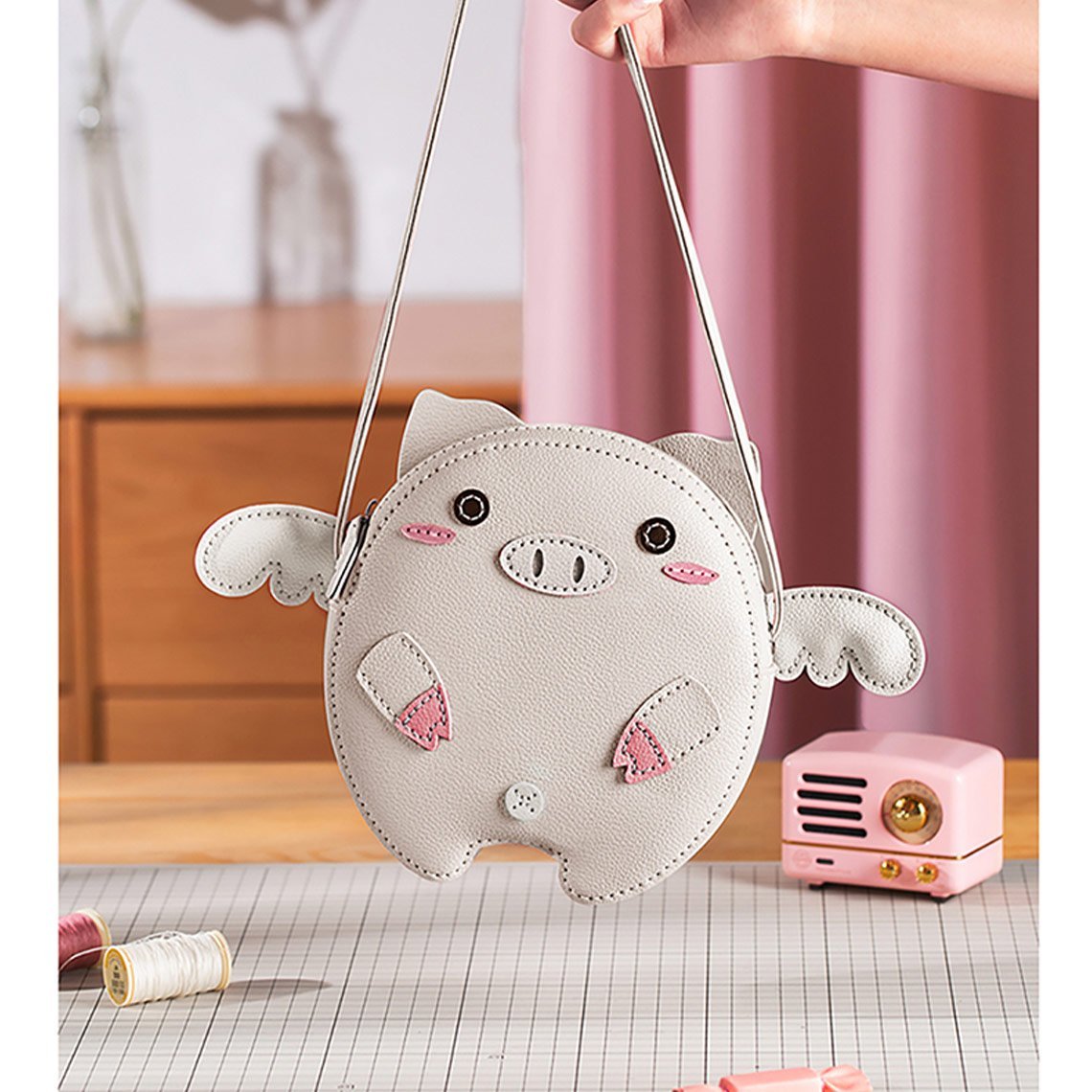 HANDSEWGIFT Leather Crossing Flying Pig Bag DIY Kit