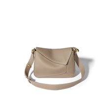 Load image into Gallery viewer, Leather Crossbody Bag with Puzzle Pattern | Natural Taupe Leather Crossbody Bag - POPSEWING™
