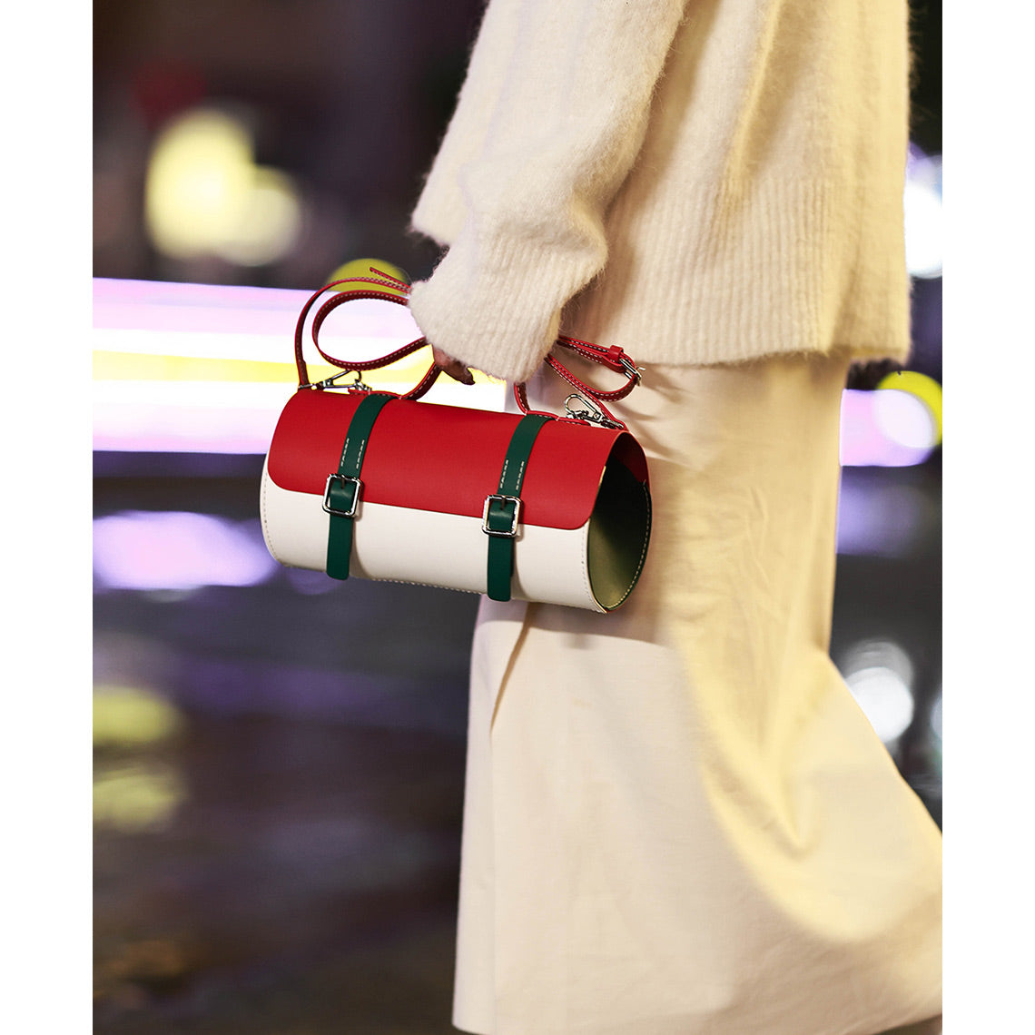 Leather Round Satchel Top Handle Handbag