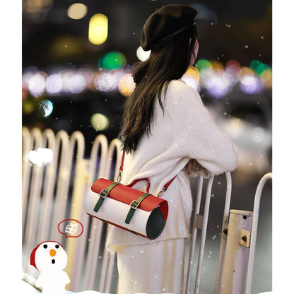 Leather Round Satchel Top Handle Crossbody Bag