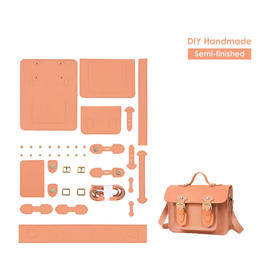 HANDSEWGIFT Leather Small Satchel Bag DIY Kit