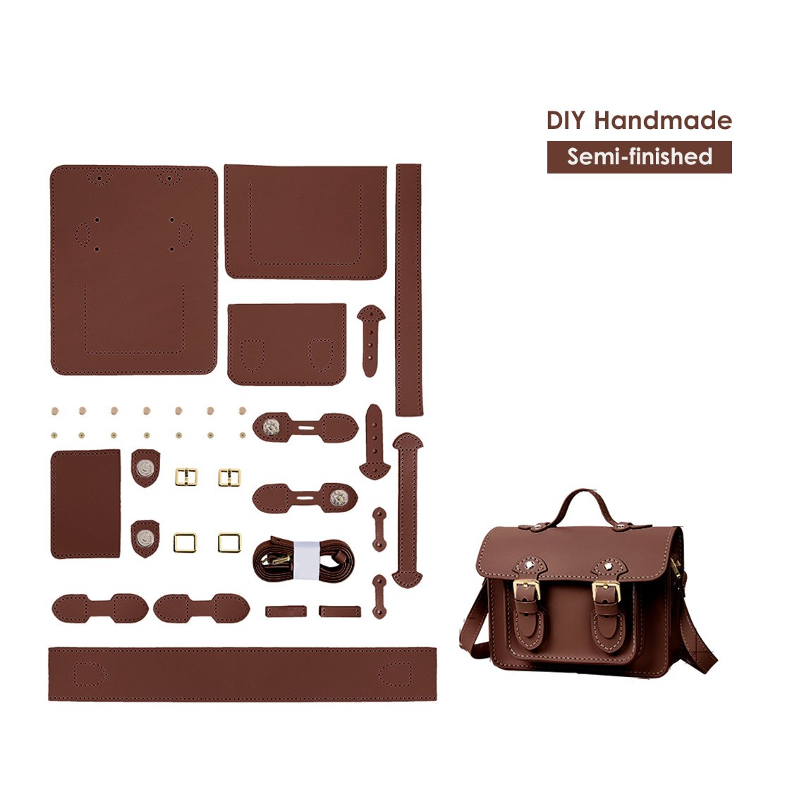 HANDSEWGIFT Leather Small Satchel Bag DIY Kit