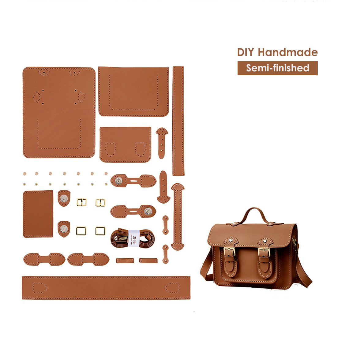 HANDSEWGIFT Leather Small Satchel Bag DIY Kit