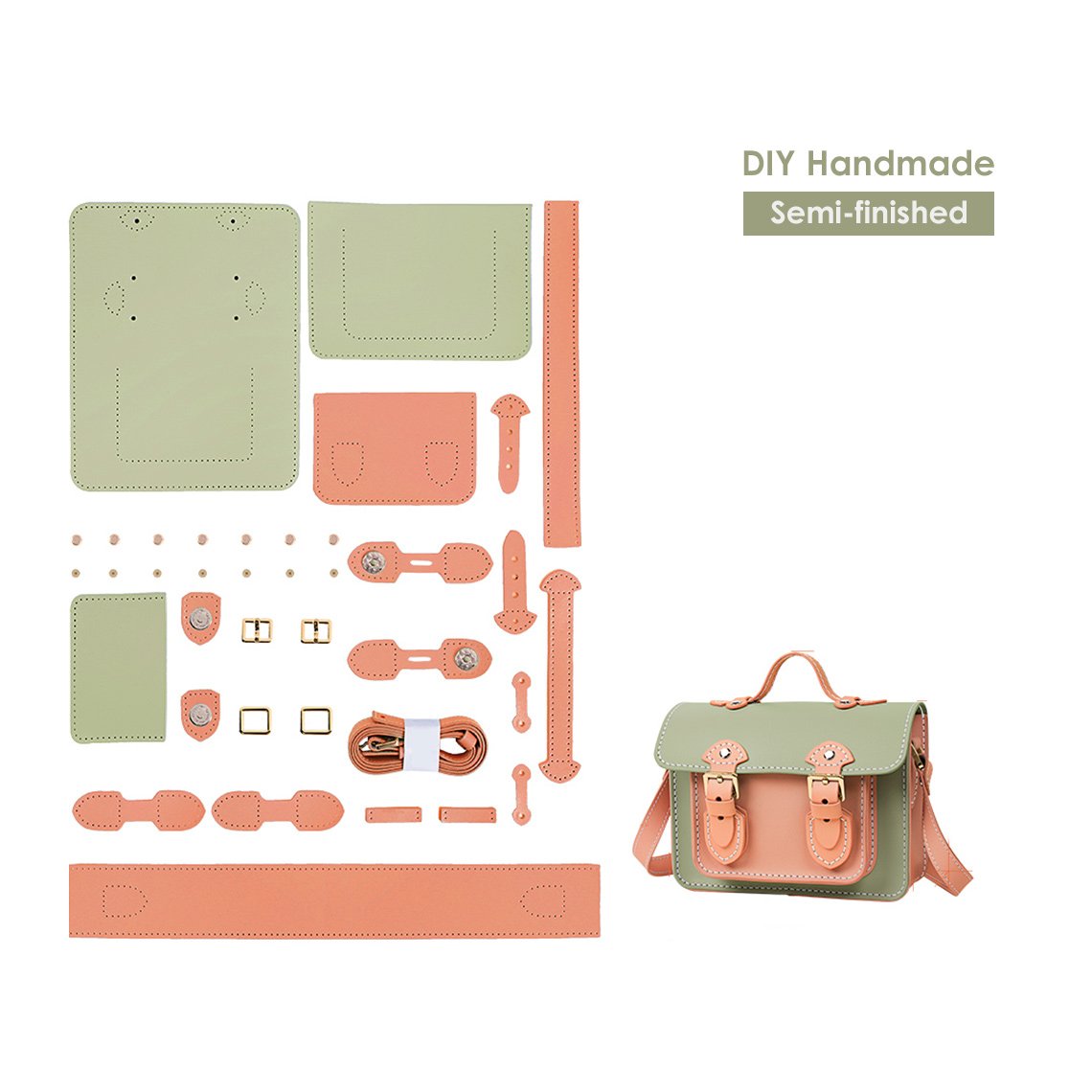 HANDSEWGIFT Leather Small Satchel Bag DIY Kit
